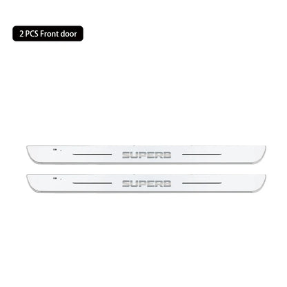 Customized Car Door Sill Strip Light for Skoda Superb Logo Ambient Lamp USB Welcome Power Moving LED Car Scuff Pate Pedal