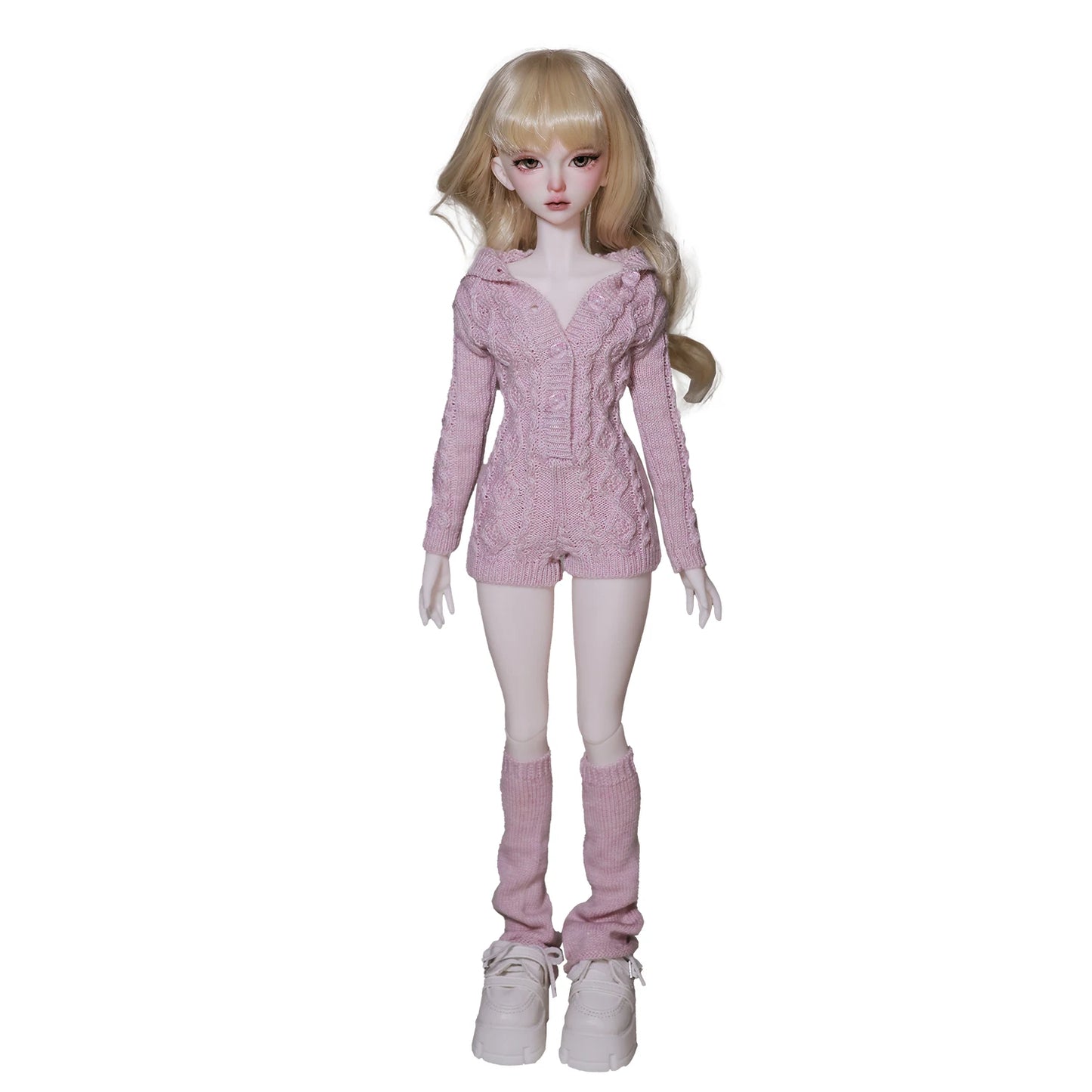 BJD Doll 1/4 Kaka H ShugaFairy MSD FullSet Cool Casual Uninhibited Lady Hooded Cable Knit Sweater Outfit Ball Jointed Doll