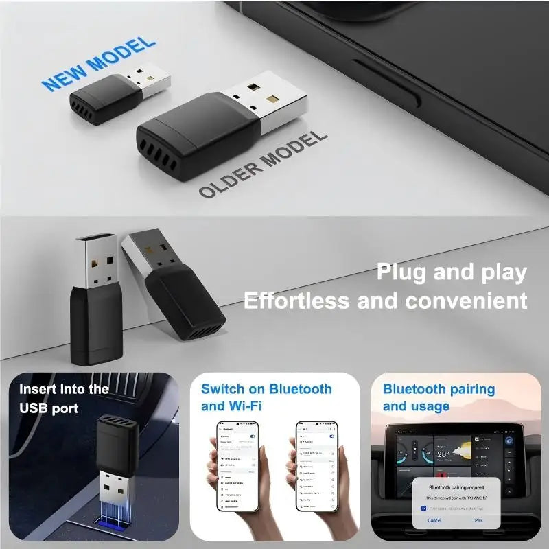 Wireless CarPlay Android Auto 2IN1 Type-C USB Wired to Wireless CarPlay Android Auto Adapter Bluetooth for VW Audi Volvo Toyota