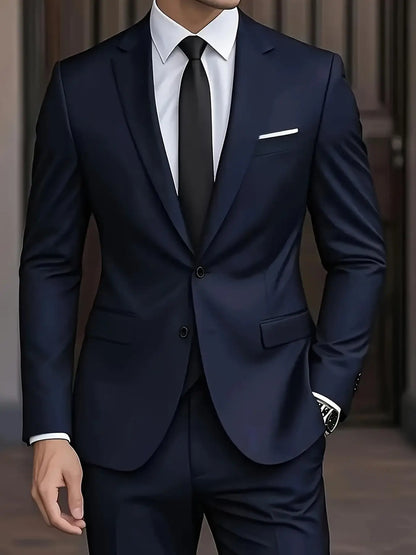 Men's Burgundy 2-Piece Suit Set (Blazer + Trousers Only, No Vest Included),Slim Fit Formal Business Wedding Party Jacket & Pants