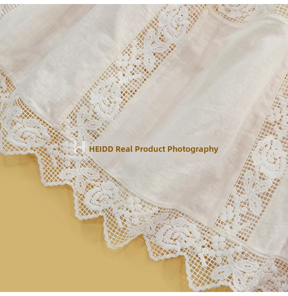 HEIDD Gentle Wave Collar Embroidered Heavy Work Loose Shirt Women's Spring 2026 Breathable Long Sleeve Cotton Gentle Style