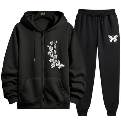 Autumn Winter Casual Sportswear 2025 Womens Tracksuit Set 2 Pieces Zipper Hoodie with Joggers Pants Urban Streetwear Outfit