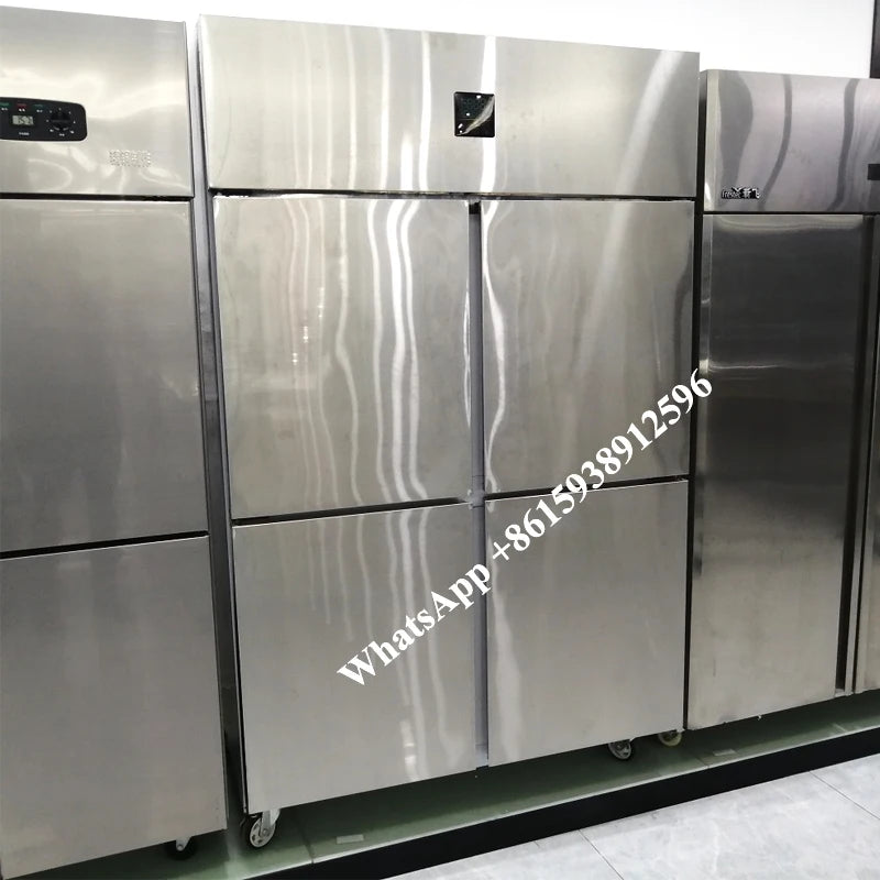 Freezer Commercial Four 4 Door Dual Temperature Vertical Cold Refrigerator Meat Vegetable Fruit Kitchen Fresh Cabinet