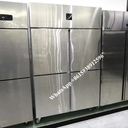 Freezer Commercial Four 4 Door Dual Temperature Vertical Cold Refrigerator Meat Vegetable Fruit Kitchen Fresh Cabinet