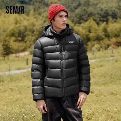 Semir Down Jacket Men Winter 90% Down Fill Lightweight Goose Down 2025 New Couple Removable Hooded Outerwear Men's Wear