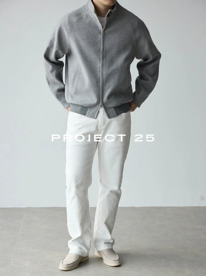 PROJECT 25 Wool Blend Tweed Jacket Men Short Wide Oversized Silhouette Quiet Luxury Casual Outerwear