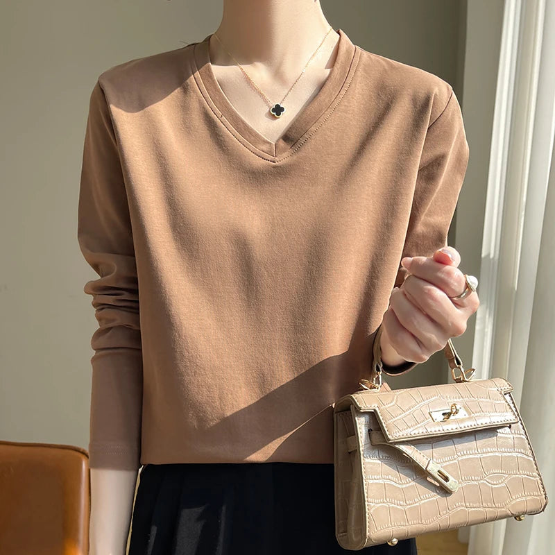 Spring And Summer New White Mercerized Cotton Cropped Sleeve T-shirt Feminine Joker 100% Cotton Bottoming Shirt Half Sleeve