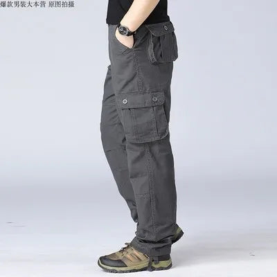 Hot Style, Fashionable, Multi-pocket Men's Work Trousers, Loose Pants, Plus Size Labor Insurance Casual Straight Pants