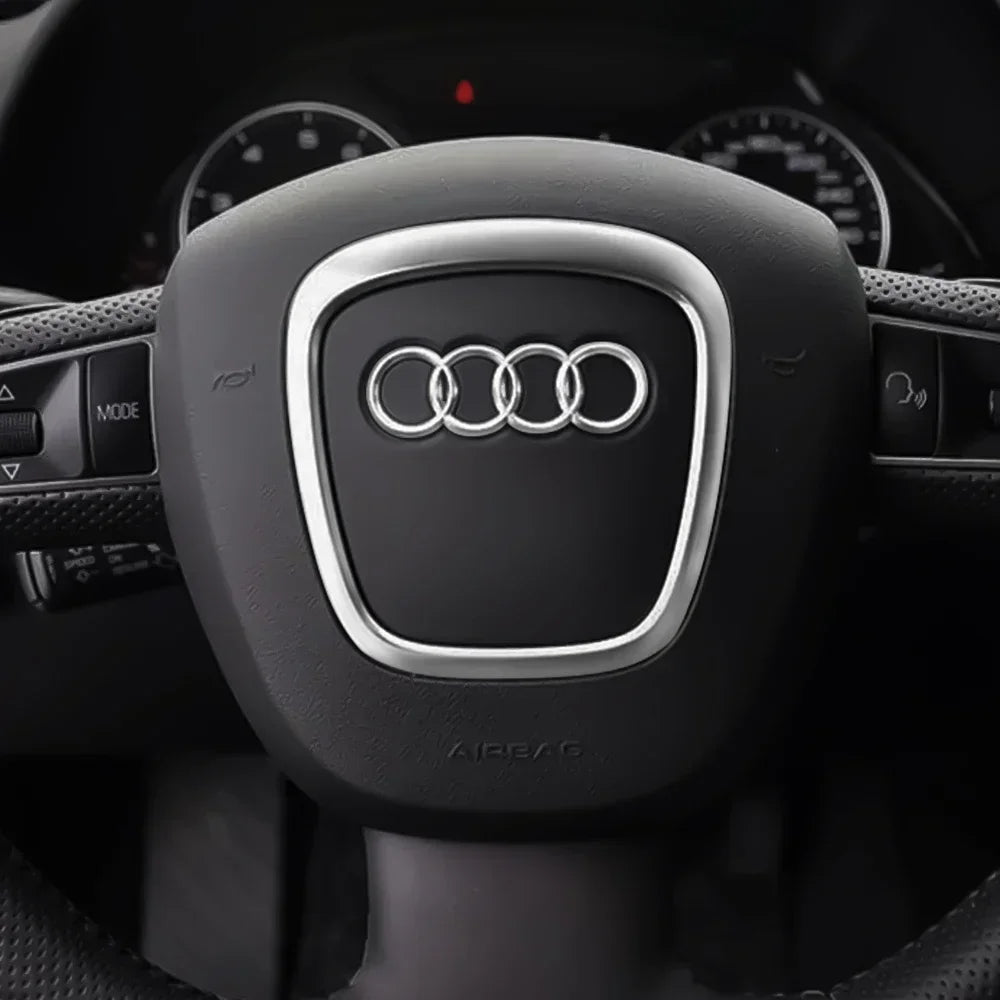 Audi Automobile Steering Wheel Logo Bright Frame Strip Electroplated Sticker Emblem For A3 A4 B8 8P B9 8V A5 A6 C7 A7 Q3 Q5 Q7