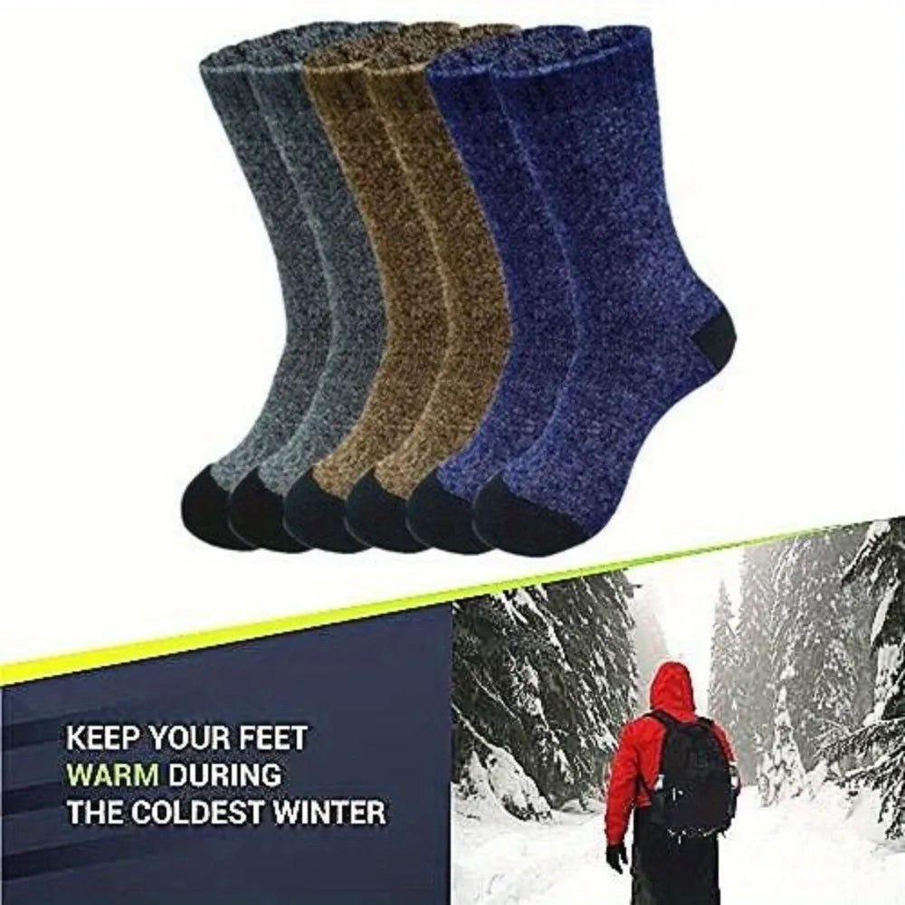 3-6 pairs of men's winter heavy-duty warm cotton boots and work socks