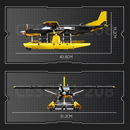 739PCS Water Glider Plane Model Building Blocks Set, DIY Educational Assembly Toy, Decorative Ornament Gift