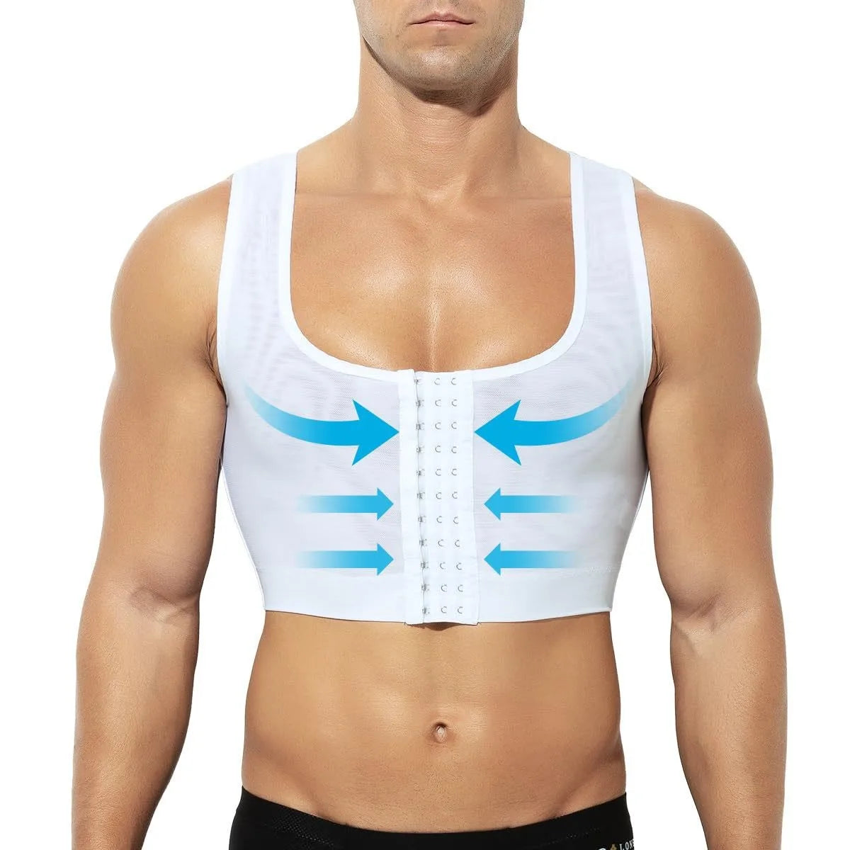 Men's Post-Surgery Compression Vest Liposuction Shapewear Body Cinching Zipper Tummy Tuck Garment Top for Recovery