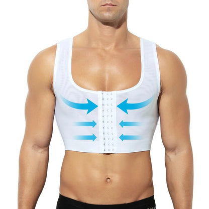 Men's Post-Surgery Compression Vest Liposuction Shapewear Body Cinching Zipper Tummy Tuck Garment Top for Recovery