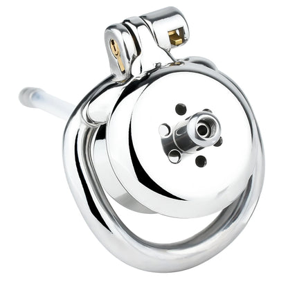FRRK 268 Flat Button Sissies Male Chastity Cage, 240 Steel Urethral Inverted Chastity Belt, Slave Man Sex Toy Anti-Cheating