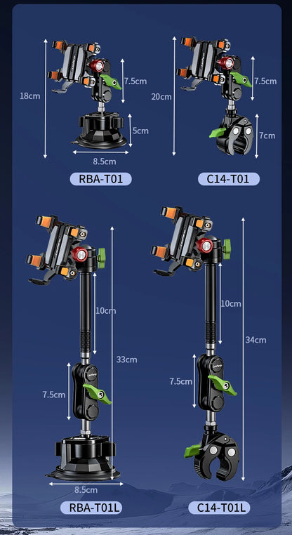 Apex Rush Car Phone Holders  360°Adjustable Metal Five-Claw Phone Clamp Military-Grade Strongest Suction Car Mount