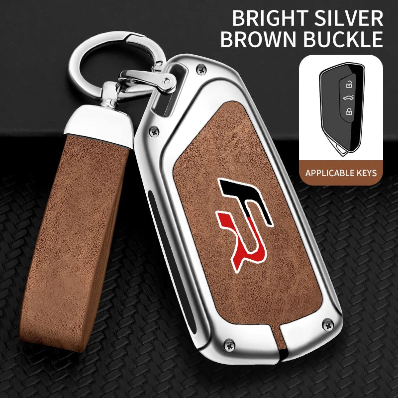 Suitable for Seat Ateca Leon FR 2 Ibiza zinc alloy car key cover high-end genuine leather car key case buckle auto accessories
