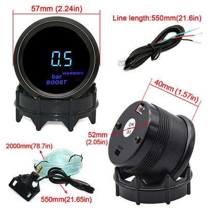 Universal 2 Inch 52MM Digital Display Blue Led 12V Oil Pressure Oil Water Temp Gauge Voltmeter Tachometer RPM Turbo Boost Meter