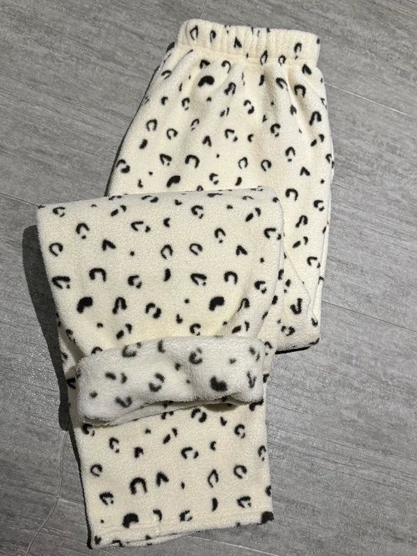Thickened Fleece Sleep Pants Women's Long Trousers Winter Home Sweet Walking Pants Student Can Wear out for a Walk Pants