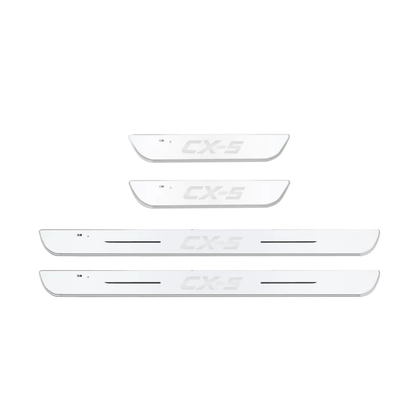 Wireless Car Welcome Door Sill Light for Mazda CX5 Projector Lamp USB Power Moving LED Car Scuff Pate Pedal Interior Accessories