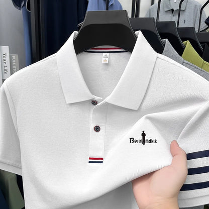 High Quality Men's 100% Cotton Polo Shirt Solid Color Printed Short Sleeved Lapel T-shirt Business Casual Fashion Men's Clothing