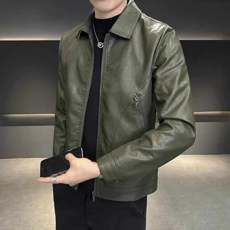 TUCANO Men's Genuine Leather Jacket 2026 Autumn Winter Warm Sheepskin Slim Fit Biker Style Stand Collar Coat Outerwear