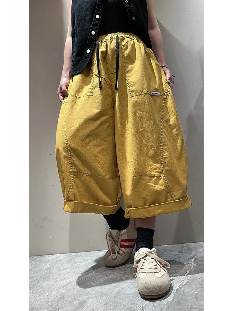 Amax LuluE 2026 Japanese Design Soild Pants Females Summer Fashion Loose Elegant Harem Trousers Womens Vintage Leisure Clothes
