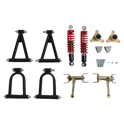 Front Suspension Arm Kit High Strength Enhanced Stability Comfort Upper and Lower Swingarm and Suspension Shock Kit for ATV Quad