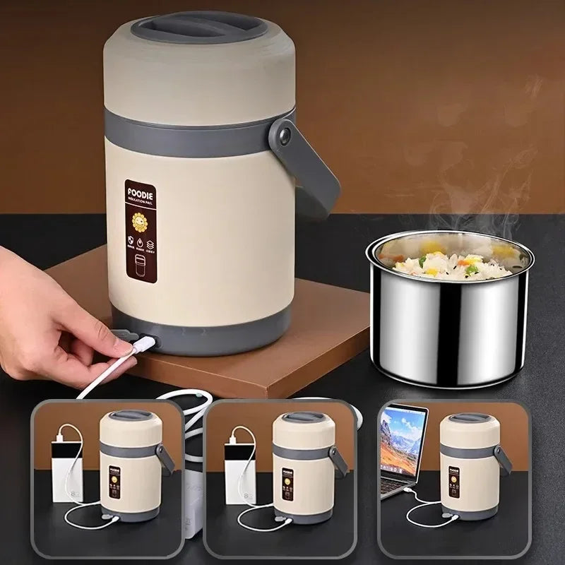 304 Stainless Steel Electric Thermal Lunch Box, Car Heating Constant Temperature Portable Bento Box, Large Capacity