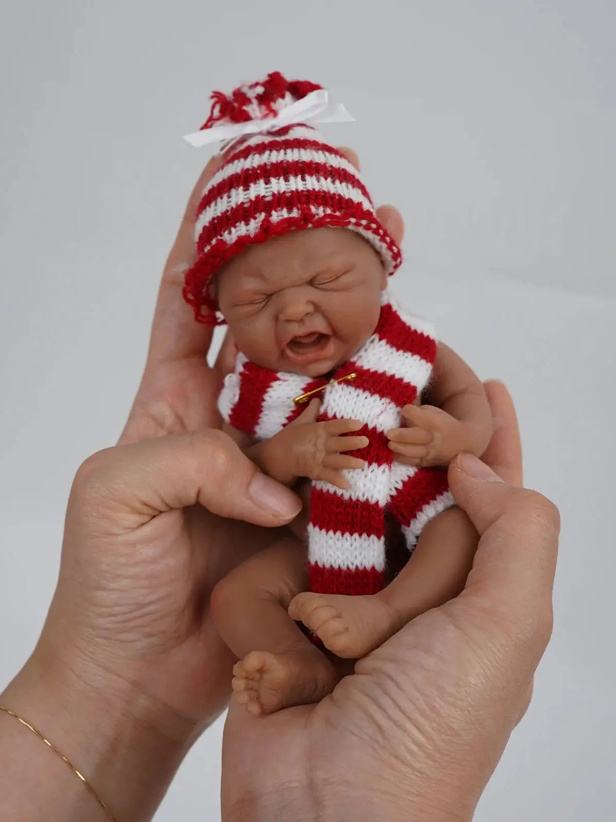 7" Boy Micro Preemie Full Body Silicone Black Skin CryBaby Doll "Ethan" Lifelike Mini Reborn Doll Surprice Children Anti-Stress