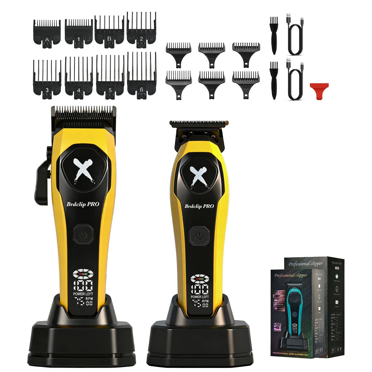 BRDCLIP Professional 7500RPM Barber Hair Clipper Set DLC Blade Base Charger 2-Speed Hair Trimmer Salon Use for Men Shaver
