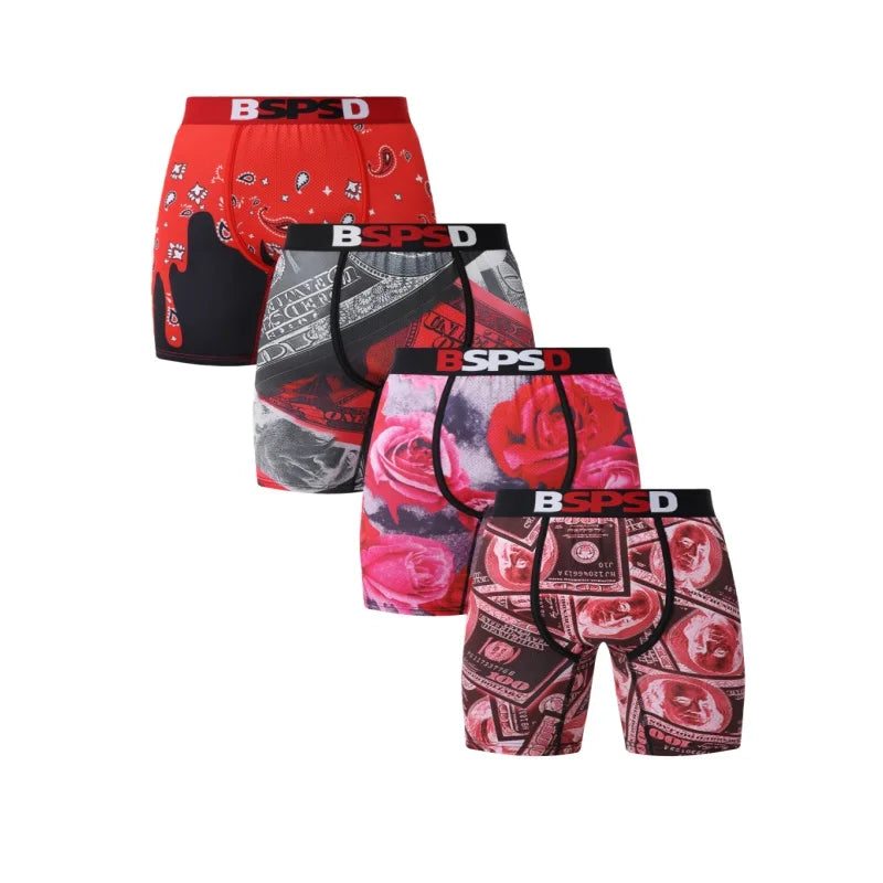 4Pcs Sexy Men's Underwear Boxers Breathable Comfortable Man Underpants Plus Size Men Panties Lingeries Boxer Briefs Mens Trunks