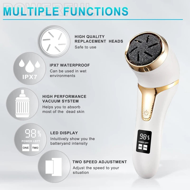 Professional Electric Vacuum Foot Grinder Rechargeable Foot File Exfoliator Callus Remover Pedicure Tools