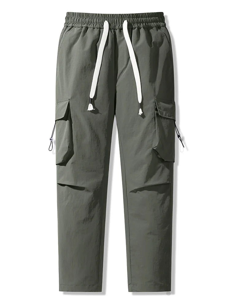 Winter Men's Pants 90% White Duck Down Padded Multi-Pockets Straight Cargo Pants Windproof and Waterproof Thick Warm Trousers