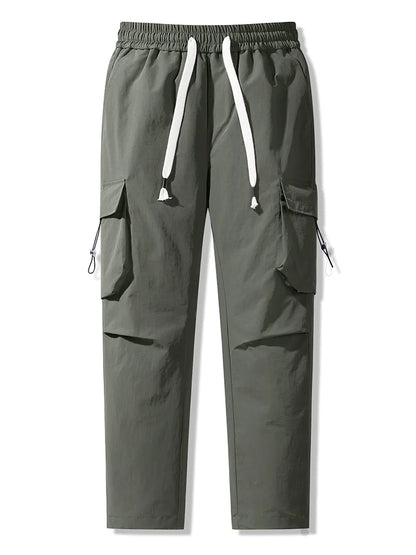 Winter Men's Pants 90% White Duck Down Padded Multi-Pockets Straight Cargo Pants Windproof and Waterproof Thick Warm Trousers