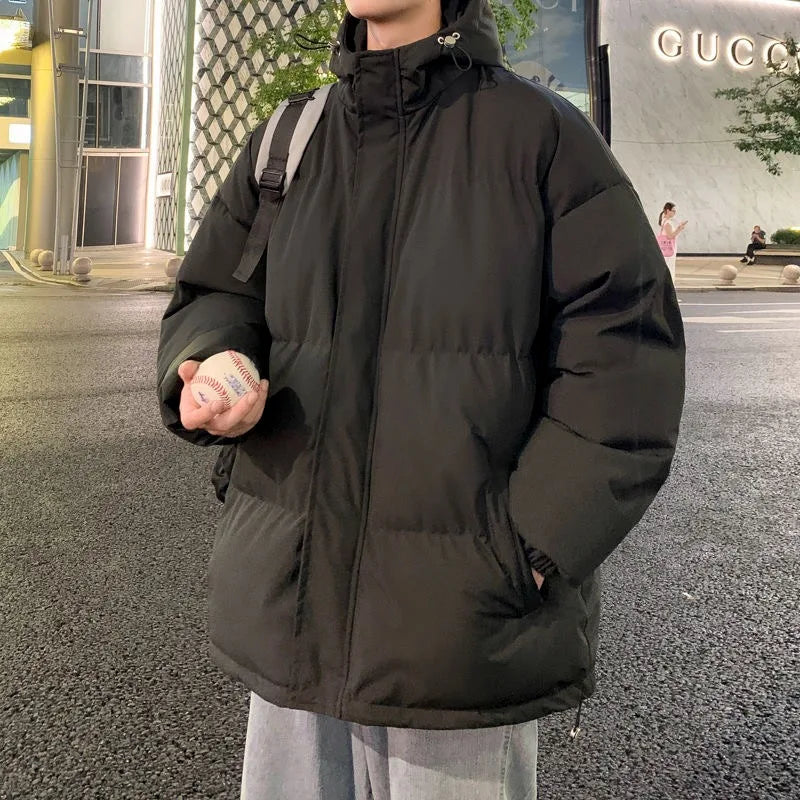 Men's winter thick hooded bread jacket, winter cotton jacket, teenagers' winter cotton jacket, men's