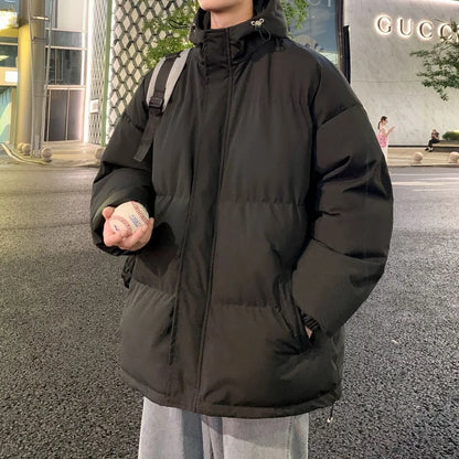 Men's winter thick hooded bread jacket, winter cotton jacket, teenagers' winter cotton jacket, men's