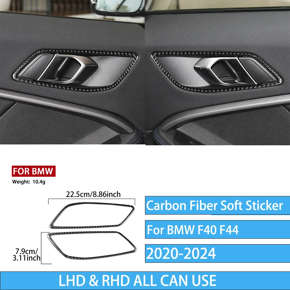 Real Carbon Fiber Car Accessories Black Trim Cover Soft Sticker For BMW 1/2 Series F40 F44 2020 2021 2022 2023 2024