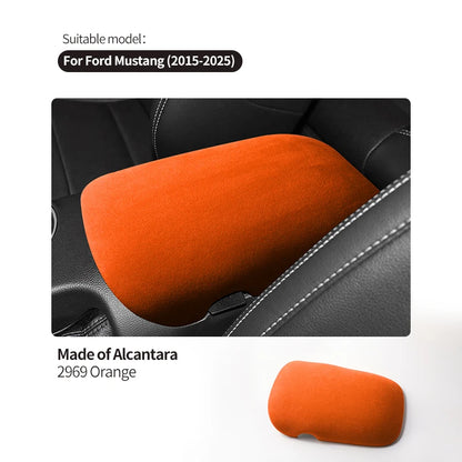 For Ford Mustang 2015-2025 Made of Alcantara Wrap ABS Car Trim Armrest Box Cover Panel Italian Suede Interior Tuning Accessories