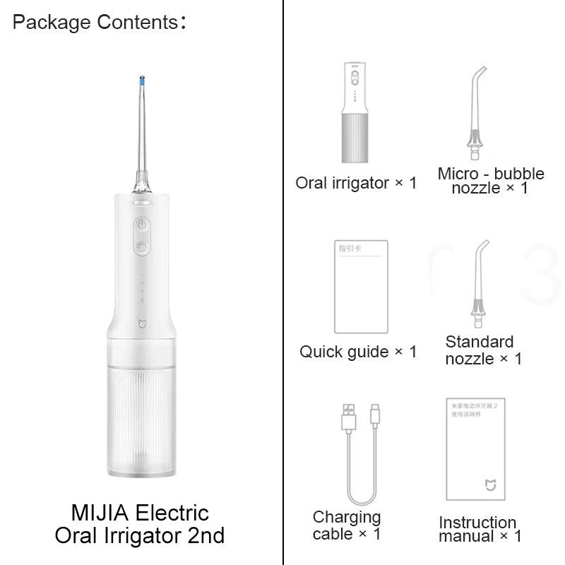 MIJIA Electric Oral Irrigator2,IPX7 Waterproof Rating,200ML Water Tank,3 Frequency Conversion Modes,Water Flosser Dental
