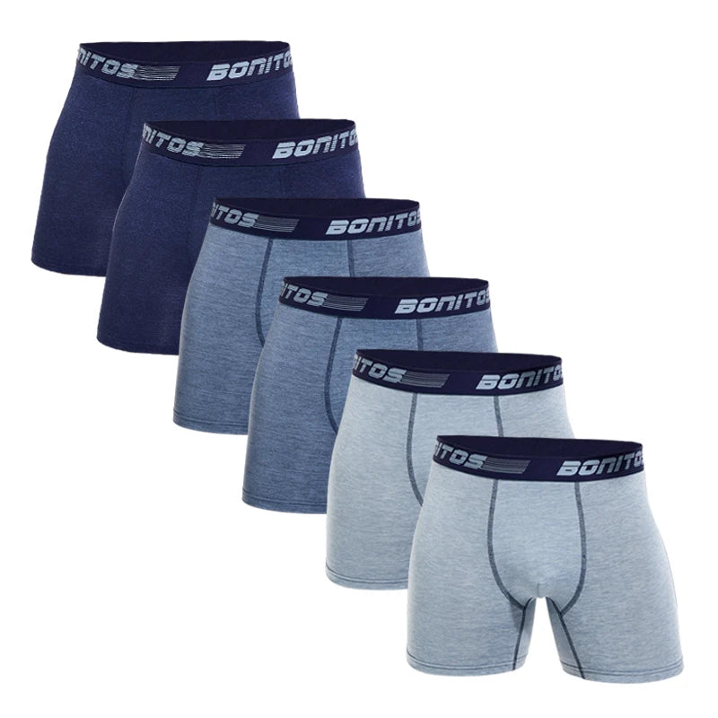 6Pcs/Pack Men's Boxer Briefs Plus Size Boxers Man Underwear Polyester Panties For Men Underpants Alphabet Elastic Webbing Shorts
