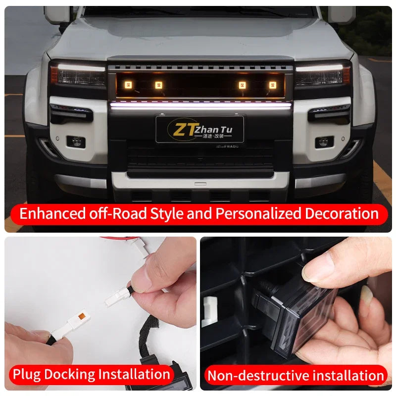 For Toyota Land Cruiser 250 2024 2025 1958 J250 Radiator grille Decorative Light Strip Off-Road Fog Lamp Decoration Accessories