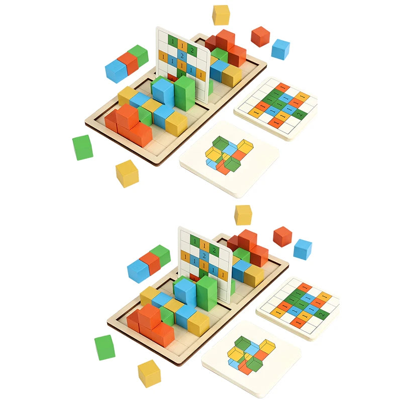 Wooden Two-Player Battle Building Blocks Concentration And Logic Training Interactive Board Game Puzzle Space Three-Dimensional