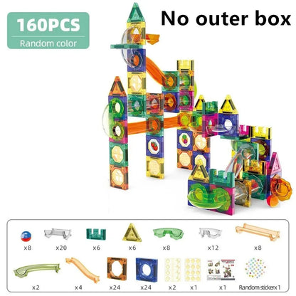 Educational Colorful Magnetic Sheet for Kids Toys with Slide Ball Building Blocks Pipe Magnet Splicing Track Puzzle Toy Window