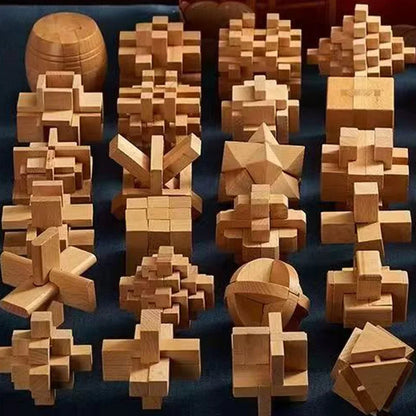 3PCS Set LuBan Lock Wooden Puzzle Brain Teaser IQ Test Toys Educational Mind Games For Adults Kids Unlock Interlock Game