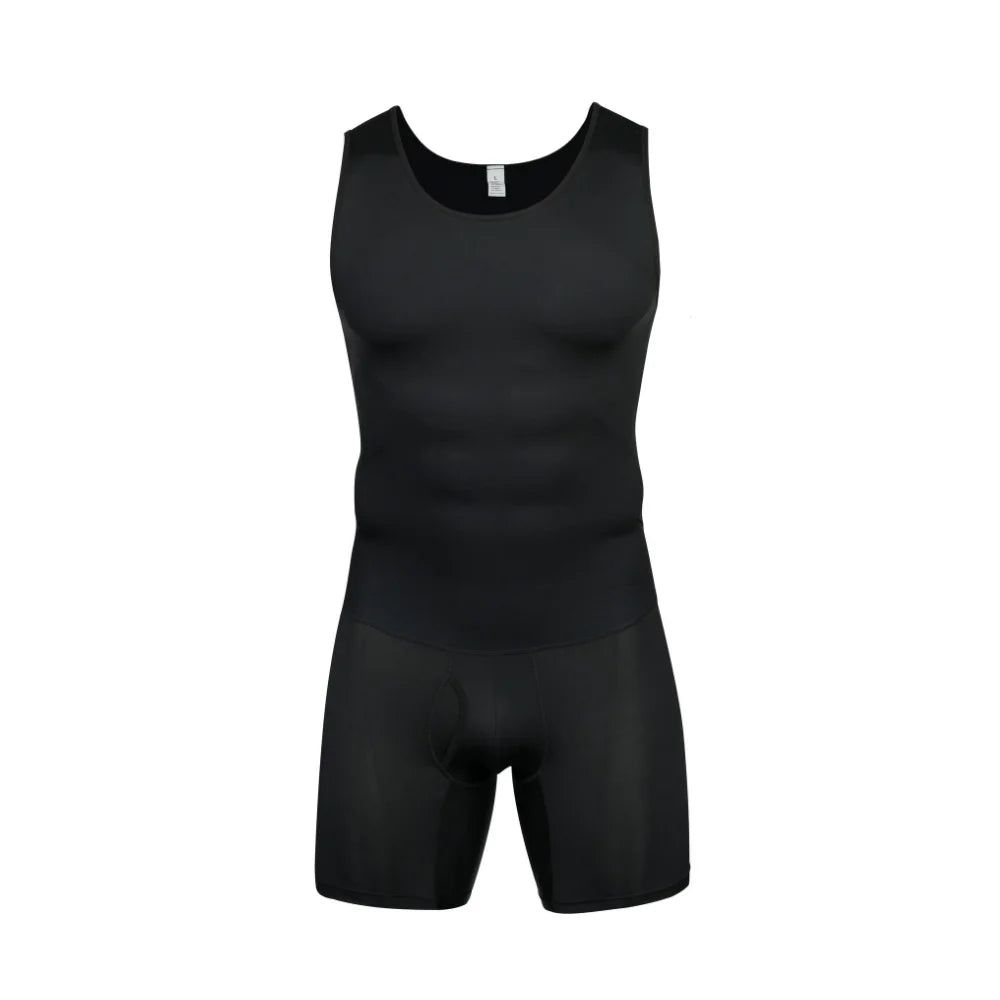 Men's Shapewear Bodysuit Tummy Control Slimming Shirt, Breathable Comfort with Back Opening for Easy Wear, Workout Body Shaper