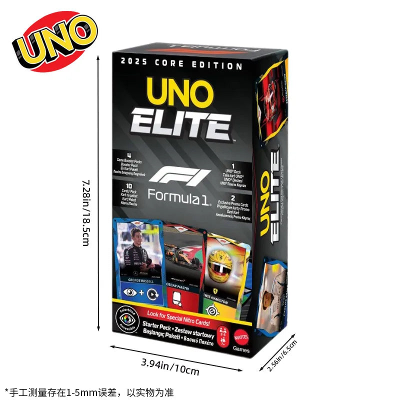 UNO Elite HotWheels F1 Racing Collector's Edition Card Game Premium Playing Cards Rare F1 Cars Designs Board Game Toy Gift