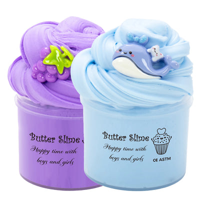 2.37oz Fluffy Butter Slime kit Mud grape/whale Non-Sticky Soft Sludge DIY Clay for Art Crafts School Prizes Birthday Party Gifts