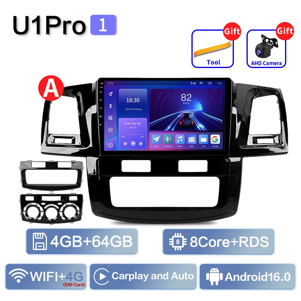For Toyota Fortuner HILUX Revo Vigo 2007-2015 Multimedia Video Player Stereo GPS Android 16 2din Carplay Car Radio