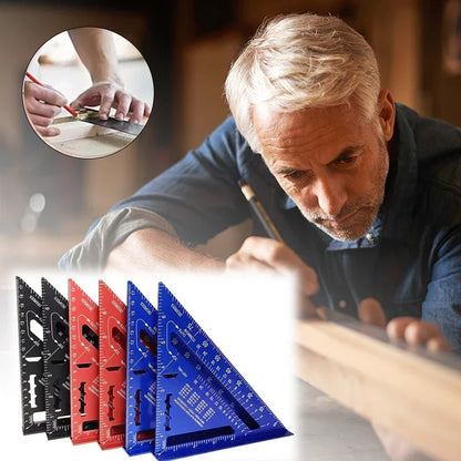7-Inch Aluminum Speed Square with Inch/Metric Scales – Precision Measuring Tool for Woodworking and Carpentry