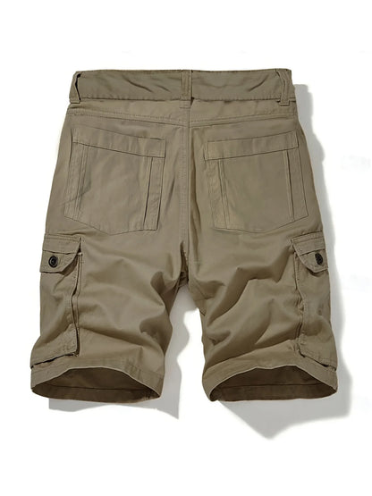 Men's Cargo Shorts 3D Plaid Print Multi-functional Utility Pockets Non-stretch Fabric Zipper Closure Outdoor Survival Style